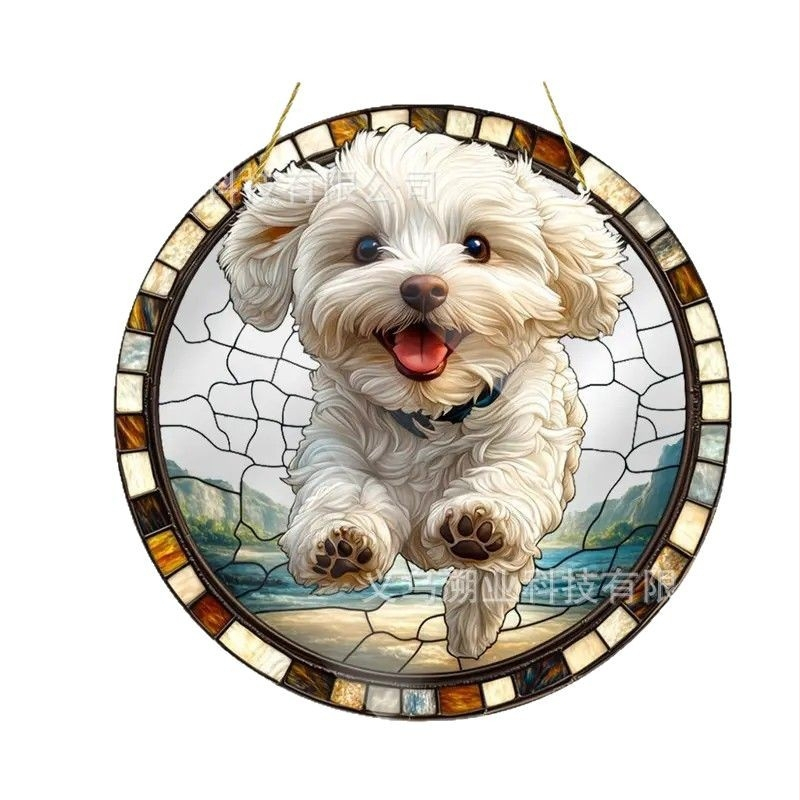 Ακρυλικό διακοσμητικό τοίχου με σκύλο και στήριγμα παραθύρου – εσωτερική/εξωτερική διακόσμηση, εκτύπωση, έτοιμο για δώρο