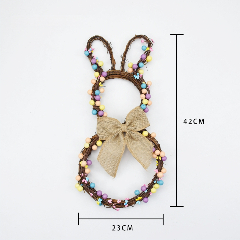 Γιρλαντα με λαγουδάκι του Πάσχα σε δαχτυλίδι — Ξύλινο, Kaiji, έτοιμο για δώρο, άνοιξη διακόσμηση (Μη εισαγόμενο; Συσκευασία: Opp bag)