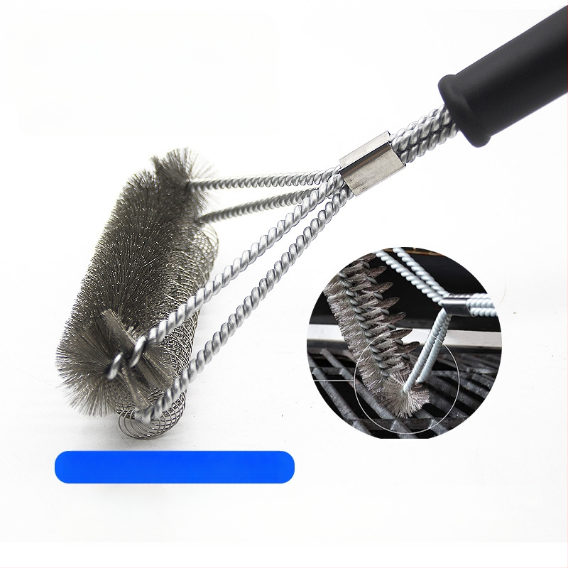 Divfunkciju grila tīrīšanas suka ar tērauda vadiem un atsperēm, PP rokturis, iepakojums 50 gab.