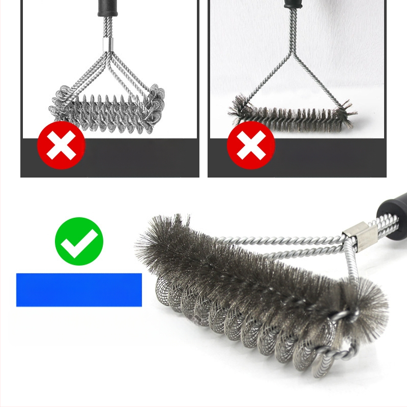 Divfunkciju grila tīrīšanas suka ar tērauda vadiem un atsperēm, PP rokturis, iepakojums 50 gab.