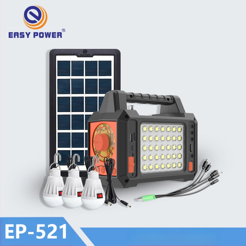 Išorinė saulės apšvietimo sistema su avarine daugiajuostė radijo, žibintu, Bluetooth atkūrimu ir energijos saugojimu (EASYPOWER, CE sertifikatas, Energijos tiekimas: kitos energijos šaltiniai)