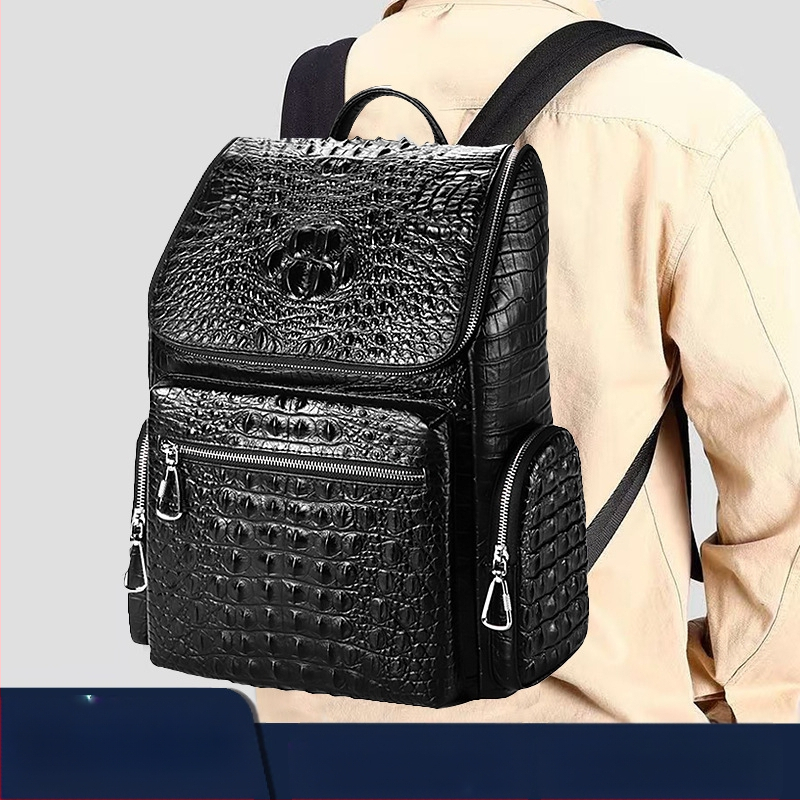 Uniszex valódi bőrből készült laptop hátizsák, 20–35L kapacitás, kompatibil 15 hüvelykes laptophoz, ívelt vállpánt, üzleti utazási stílus