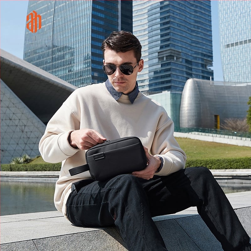 Férfi clutch táska ARCTIC HUNTER, üzleti utazásokhoz illeszkedő stílus, Oxford anyag, vízálló, üzleti utazásokhoz megfelelő