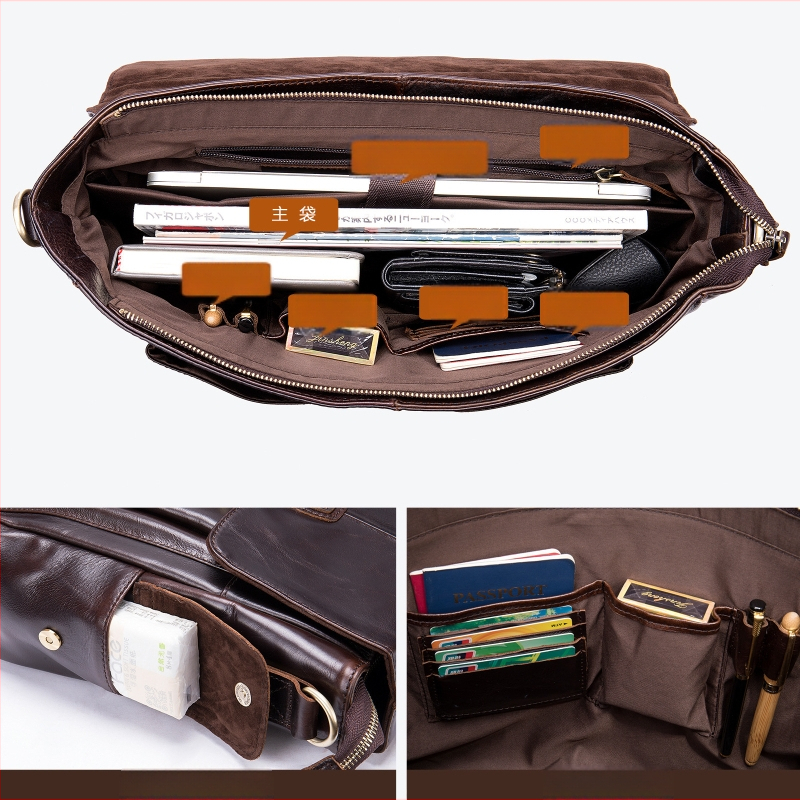 Vīriešu biznesa pleca soma no pirmās kārtas ādas, horizontāla kvadrāta forma, rāvējslēdzēja aizdare, iekšējās kabatas (ar rāvējslēdzēju, tālrunis, ID), Maddie modelis 8942, ūdensizturīga