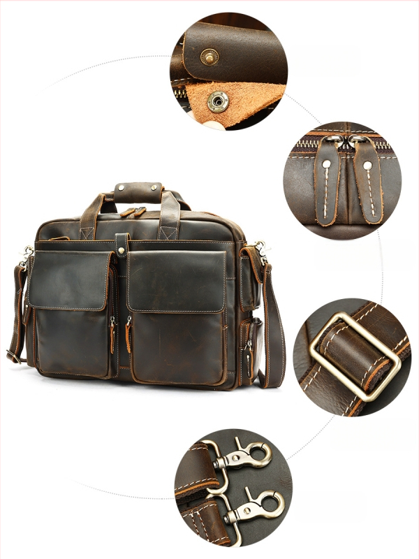 MASIWEI vīriešu crossbody somiņa no īstas ādas, pirmā slāņa liellopa āda, iekšējā odere poliestera-kokvilna, nodilumizturīga, piemērota biznesa ceļojumiem