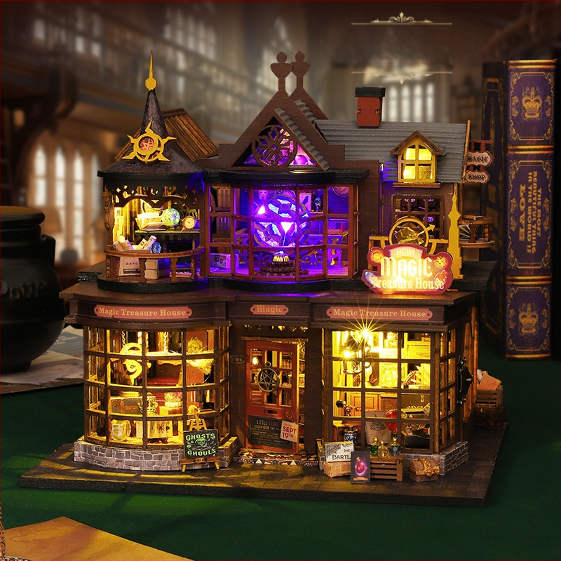 Дървен архитектурен модел DIY – персонализиран с изображения, сглобяем миниатюрен фантастичен дом за възраст 15–35 години