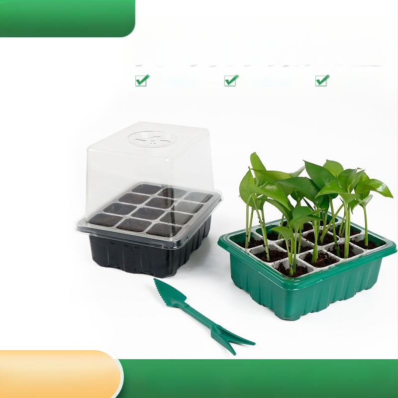 Комплект разсадни тави (3 части): 6 клетки и 12 клетки, дишаща пластмаса, здрава термоформована конструкция