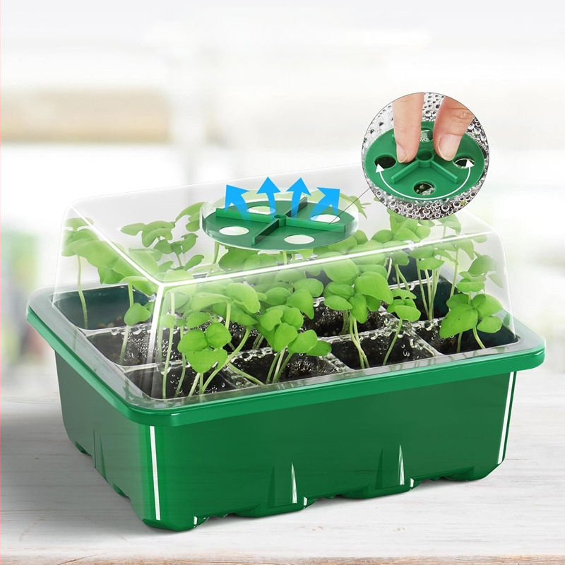 Комплект разсадни тави (3 части): 6 клетки и 12 клетки, дишаща пластмаса, здрава термоформована конструкция