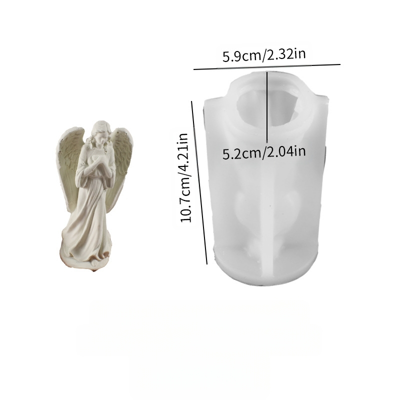 Силиконова форма за ангелска свещ със 3D несиметрична форма, античен ретро стил, мултифункционална за свещи, гипс, смола и сапун