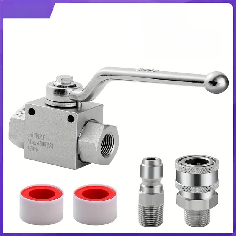 Set kugličnog ventila za visokotlačni čistač, nehrđajući čelik, brzo spajanje 1/4, ručni pogon, 4500 psi