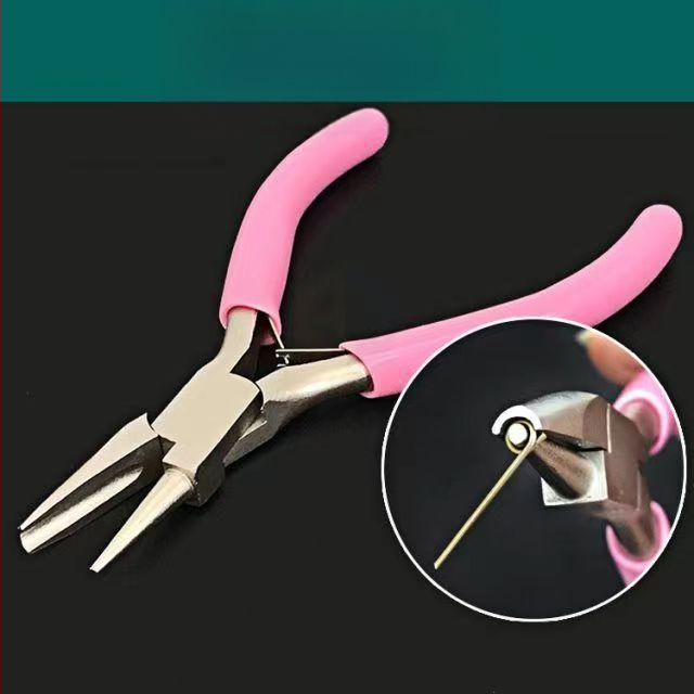 Klešta za drutne petlje za nakit s zakrivljenim čeljustima, oštrim otvorom i polu-žljebom