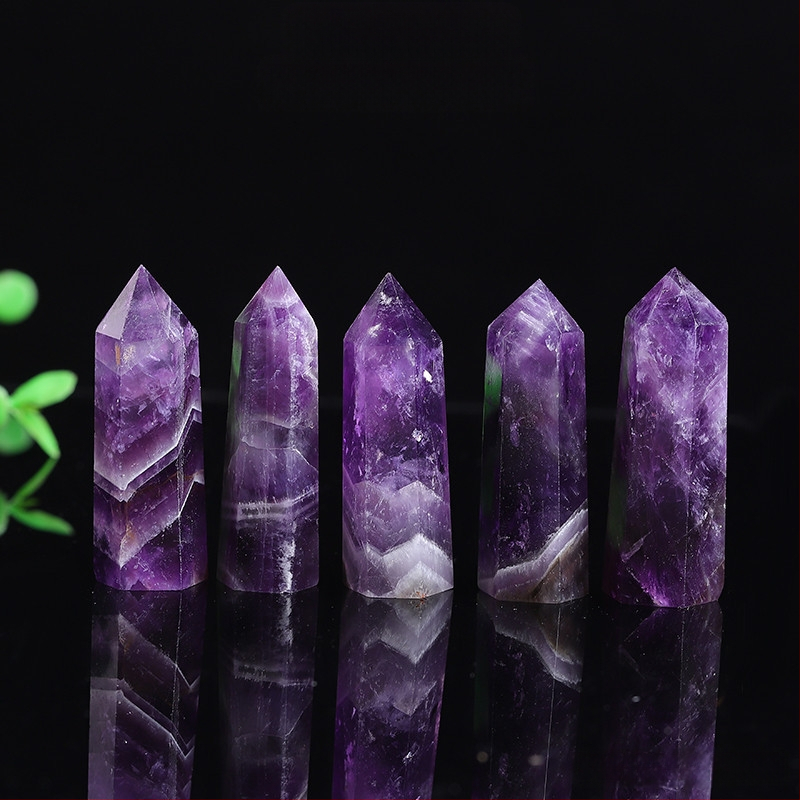 Ametisto kristalų kolona, Runguan Jewelry prekės ženklas, modernus minimalistinis stilius, pakuotė atskirame PP maišelyje