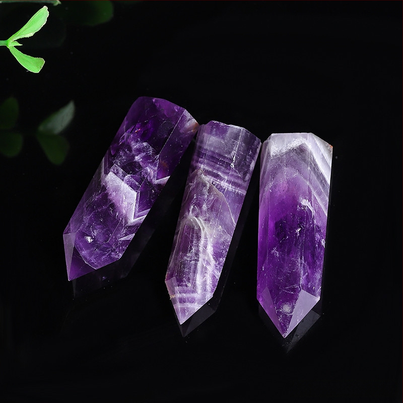 Ametisto kristalų kolona, Runguan Jewelry prekės ženklas, modernus minimalistinis stilius, pakuotė atskirame PP maišelyje