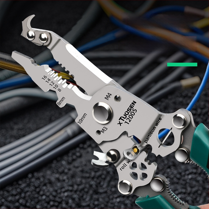 XTuosen sklopive kliješta za skidanje izolacije vodiča uz rezanje i krimpanje – oštre čeljusti, težina 0,22 kg