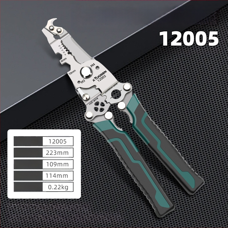 XTuosen sklopive kliješta za skidanje izolacije vodiča uz rezanje i krimpanje – oštre čeljusti, težina 0,22 kg