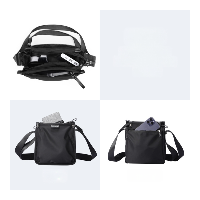 Férfi válltáska, városi minimalist stílus, Oxford szövet, poliészter bélés, egyszínű mintázat