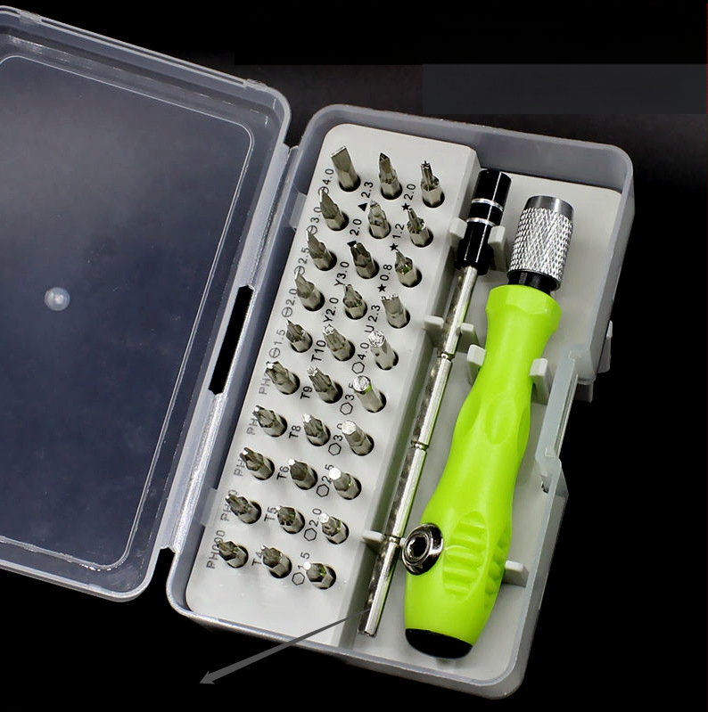 Bai Yi 32-in-1 atsuktuvų rinkinys namų naudojimui, itin tikslūs remonto įrankiai, magnetinės ir izoliacinės galvutės, 45# plienas, svoris 107 g