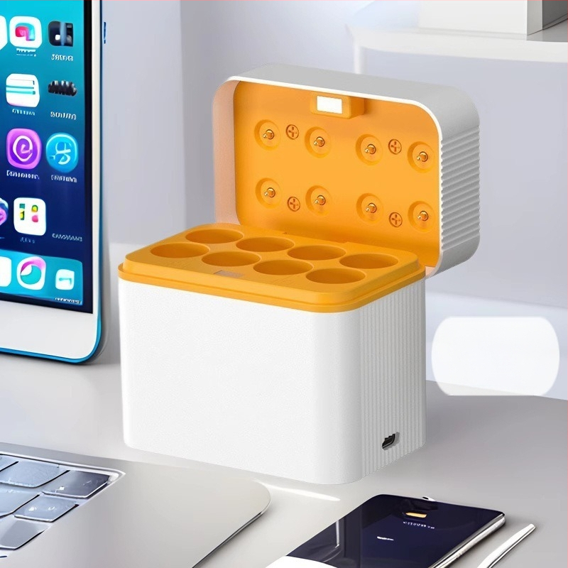 8-слотово интелигентно флип зарядно за AA NiMH батерии, Type-C порт, изход 5V DC 2A