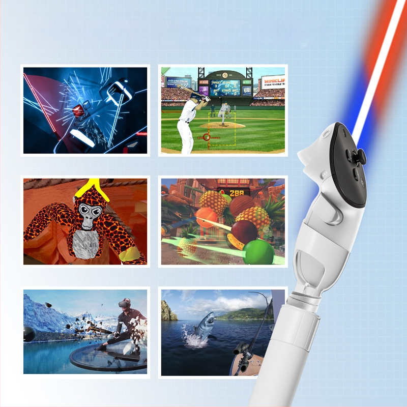 Meta Quest 3 светлинен меч дръжка разширител за VR очила – аксесоар за голф игра, ABS + силикон