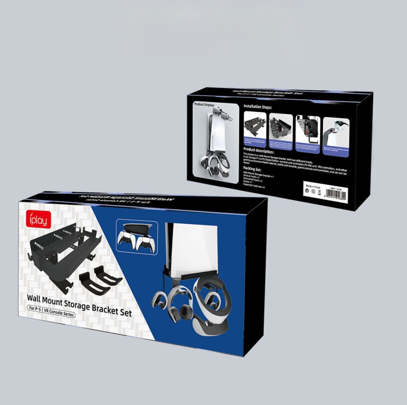 PS5 sieninis laikiklis su ausinių laikikliu PS5, PS5 Slim, PS5 Pro ir PS5 VR2 | Metalas + ABS, 445 g