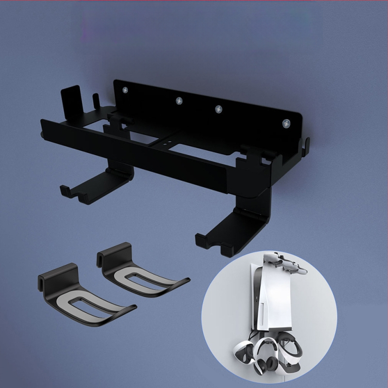 PS5 sieninis laikiklis su ausinių laikikliu PS5, PS5 Slim, PS5 Pro ir PS5 VR2 | Metalas + ABS, 445 g