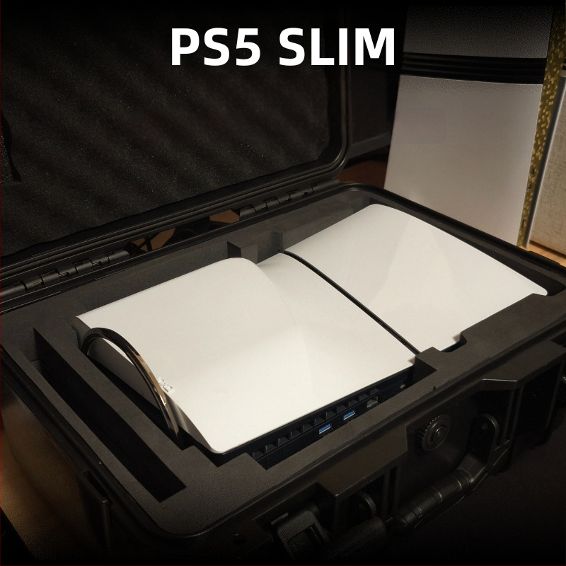 PS5 Slim кутия за съхранение, ABS+EVA материал, инжекционно формована, съвместима с PS5 Slim конзола, тегло 3.6 кг, включва 1 кутия за съхранение