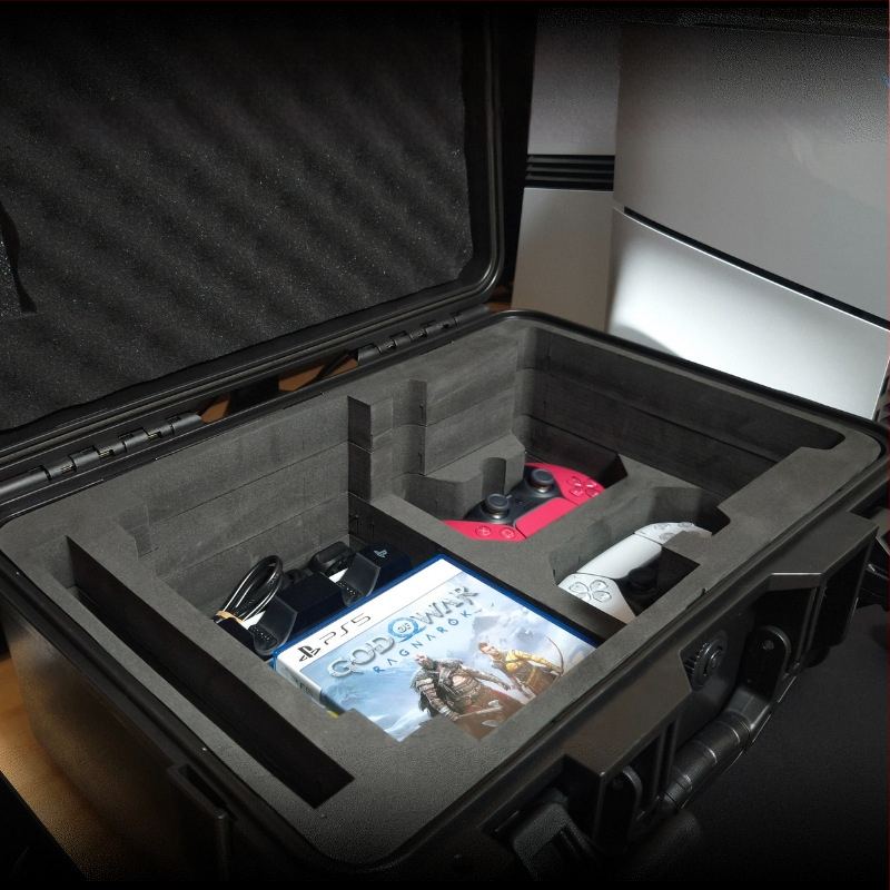 PS5 Slim кутия за съхранение, ABS+EVA материал, инжекционно формована, съвместима с PS5 Slim конзола, тегло 3.6 кг, включва 1 кутия за съхранение