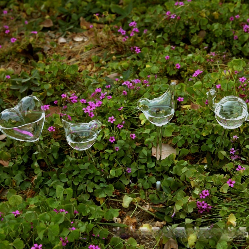 Γυάλινο εργαλείο ποτίσματος φυτών σε σχήμα καρδιάς, από γυάλι μπόροσιλικό, φυσητό γυαλί, λεία επιφάνεια, διακοσμητικό κρεμαστό