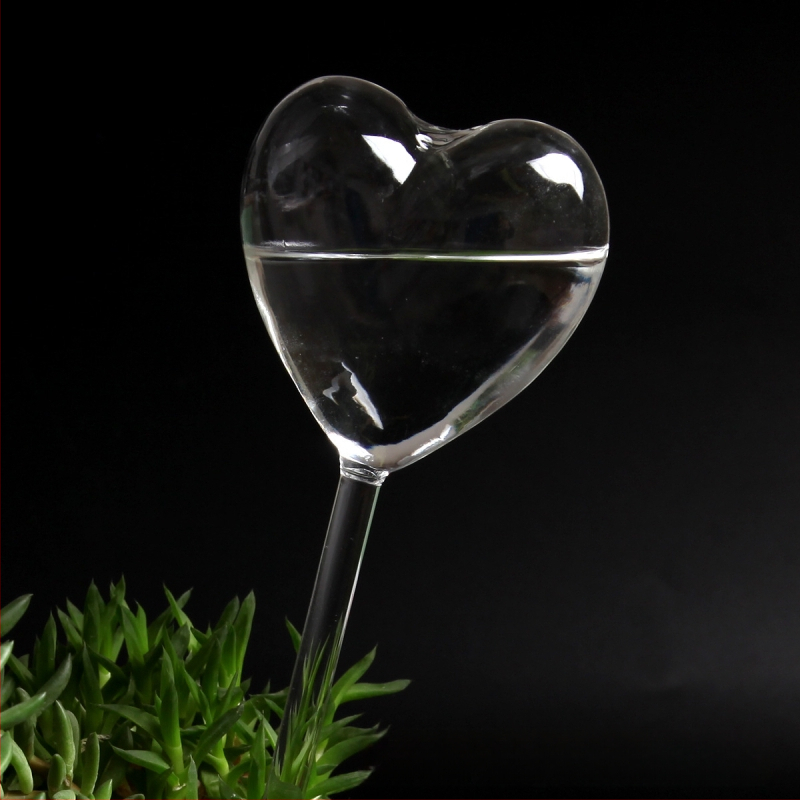 Γυάλινο εργαλείο ποτίσματος φυτών σε σχήμα καρδιάς, από γυάλι μπόροσιλικό, φυσητό γυαλί, λεία επιφάνεια, διακοσμητικό κρεμαστό