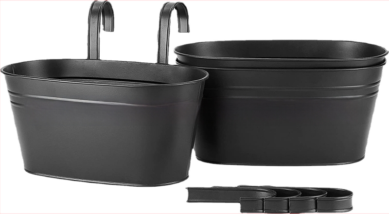 Саксия за стена, висящ контейнер, пасторален стил, желязо, 0,8 кг, галванизиран метал