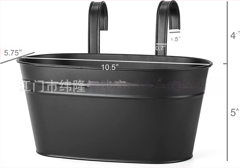 Саксия за стена, висящ контейнер, пасторален стил, желязо, 0,8 кг, галванизиран метал