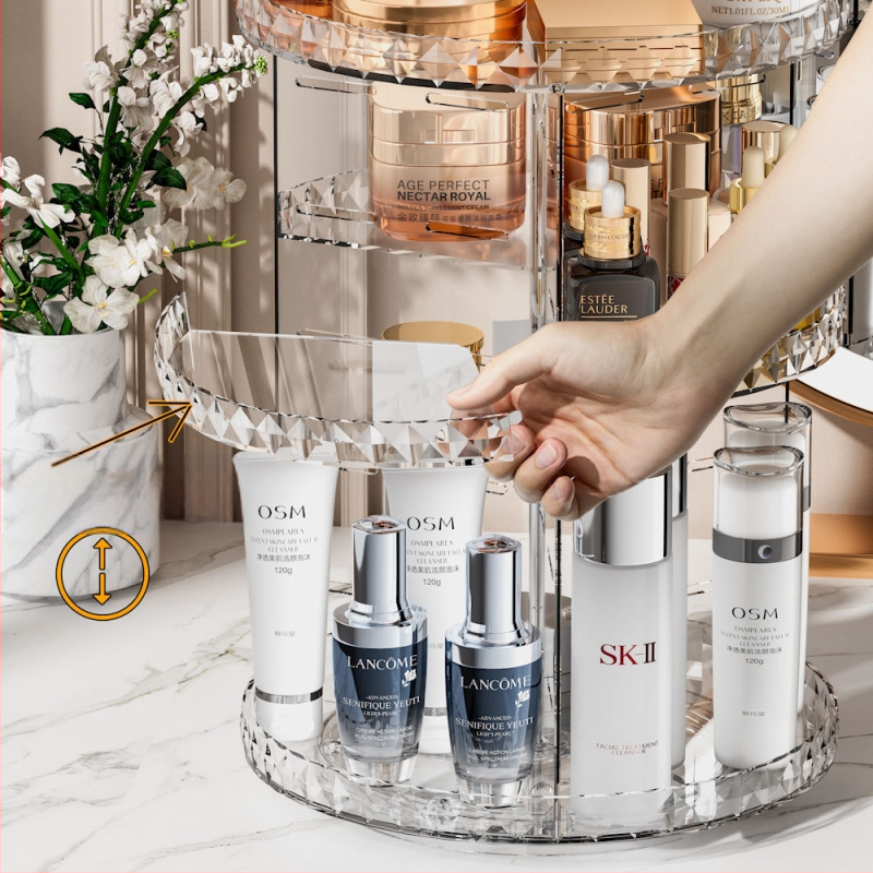 Zijian Ακρυλική 360° Περιστρεφόμενη βάση για κραγιόν, Επιτραπέζιος Οργανωτής Καλλυντικών, Στυλ Φωτεινός Λούξ, Λανσάρισμα Φθινόπωρο 2023