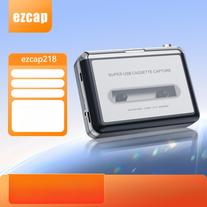 Walkman κασέτας σε MP3 με αυτόματη επιστροφή και λογισμικό επεξεργασίας (μοντέλο ezcap218) – σώμα ABS; περιλαμβάνει USB καλώδιο, ακουστικά, CD, φυλλάδιο – 1 έτος εγγύηση