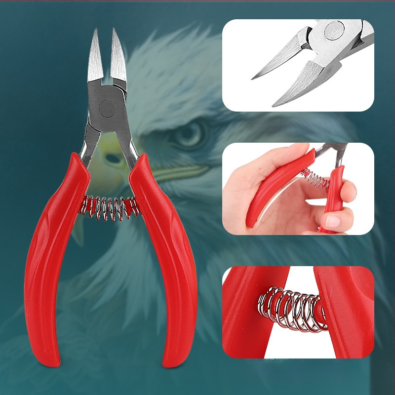 Nerūdijančio plieno nagų pincetas su erelio snapo formos galiuku, įrankis odai ir nagų grioveliams