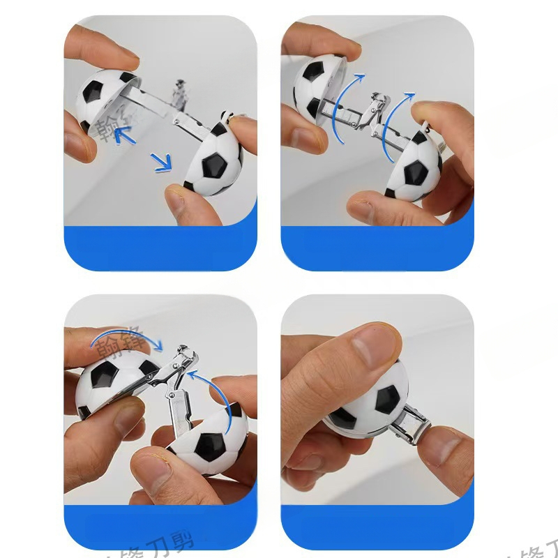 Нокторезач с трансформиращ дизайн, карикатурен футбол, пластмаса + неръждаема стомана, мини портативен ключодържател