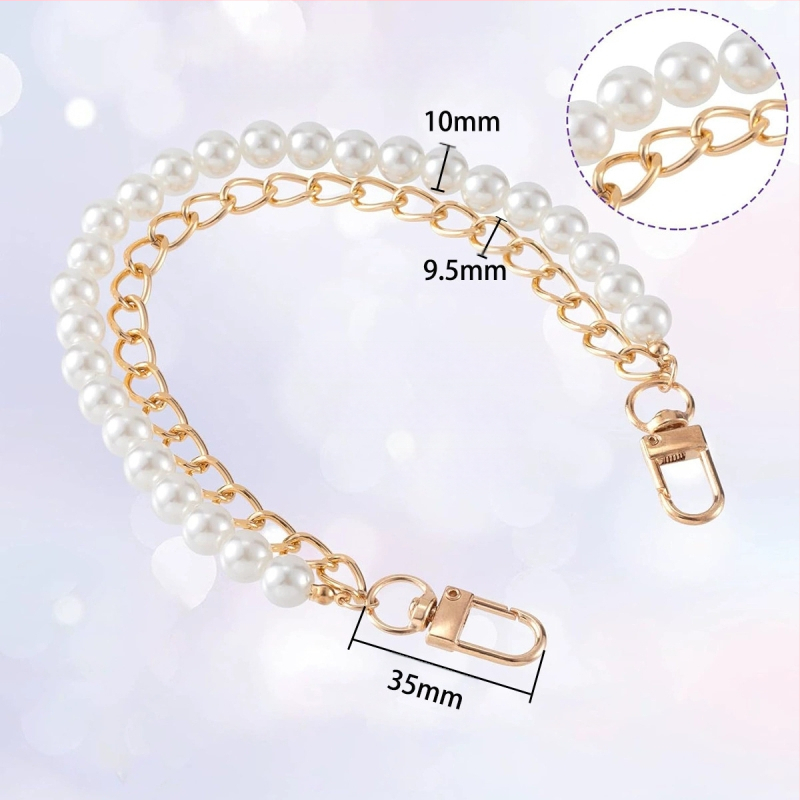 Krepšio dirželis su metaline įranga, dviguba perlų grandinė, gaivus ir saldus stilius, vienos spalvos, 2024 m. pavasaris