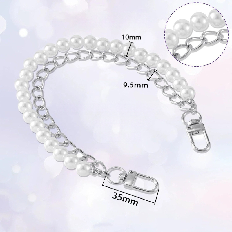 Krepšio dirželis su metaline įranga, dviguba perlų grandinė, gaivus ir saldus stilius, vienos spalvos, 2024 m. pavasaris