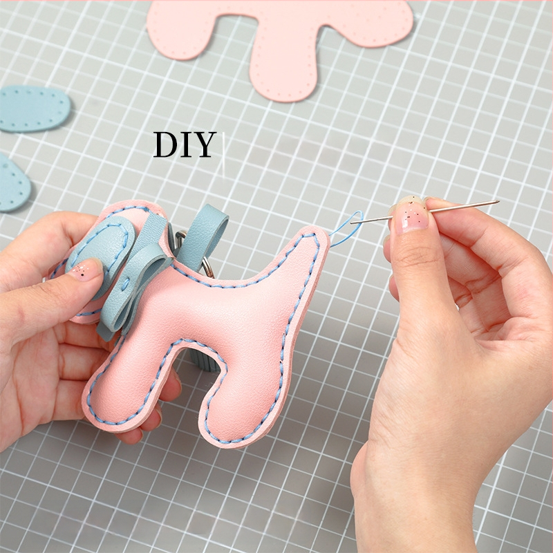 Χειροποίητος κλειδοθήκη-κρίκος σκύλου από PU δέρμα, αξεσουάρ για τσάντες, ραμμένο με το χέρι, στυλ Lovable wind, κατάλληλο ως δώρο