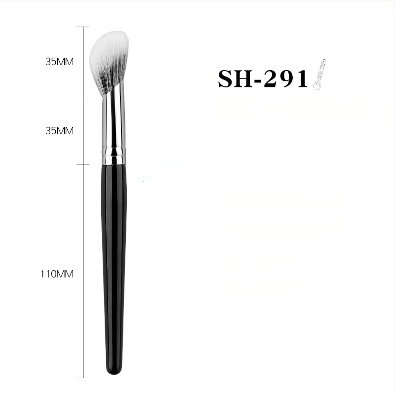 Πινέλο μακιγιάζ για ρουζ και κονσίλερ, γωνιακή κεφαλή, τρίχες από φυσική ζωική τρίχα, ξύλινη λαβή, 1 τεμάχιο
