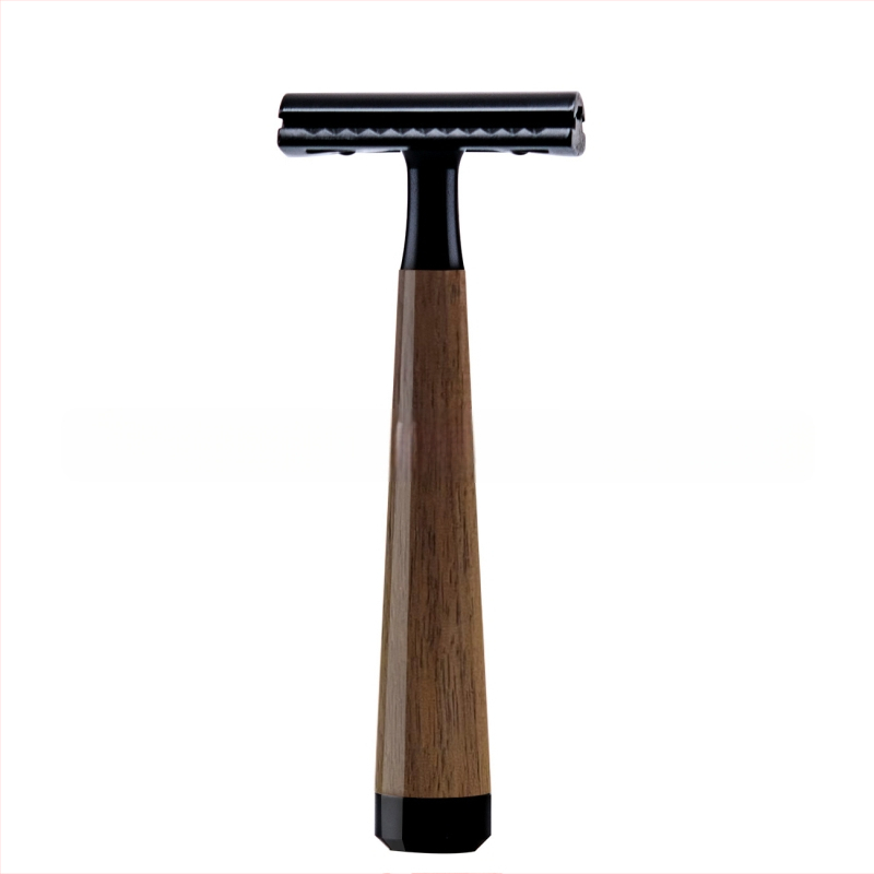 ZY Χειροκίνητο ξυριστικό με λαβή από καρυδιά, διπλής όψης λεπίδα, σετ 84 τεμαχίων