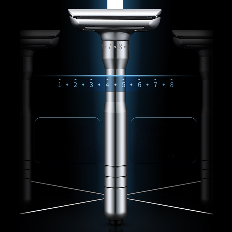 Ръчен самобръснач Tide, двустранни неръждаеми остриета, 8-степенна регулируема острота, пакет от 5 остриета