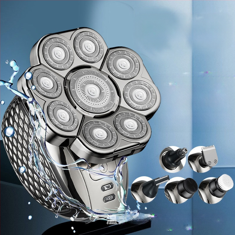 Električni brijač s rotirajućom glavom s više oštrica i plutajućom glavom, cijelo tijelo perivo, ugrađena baterija 500–800 mAh, maksimalna snaga 5W, trajanje >60 minuta