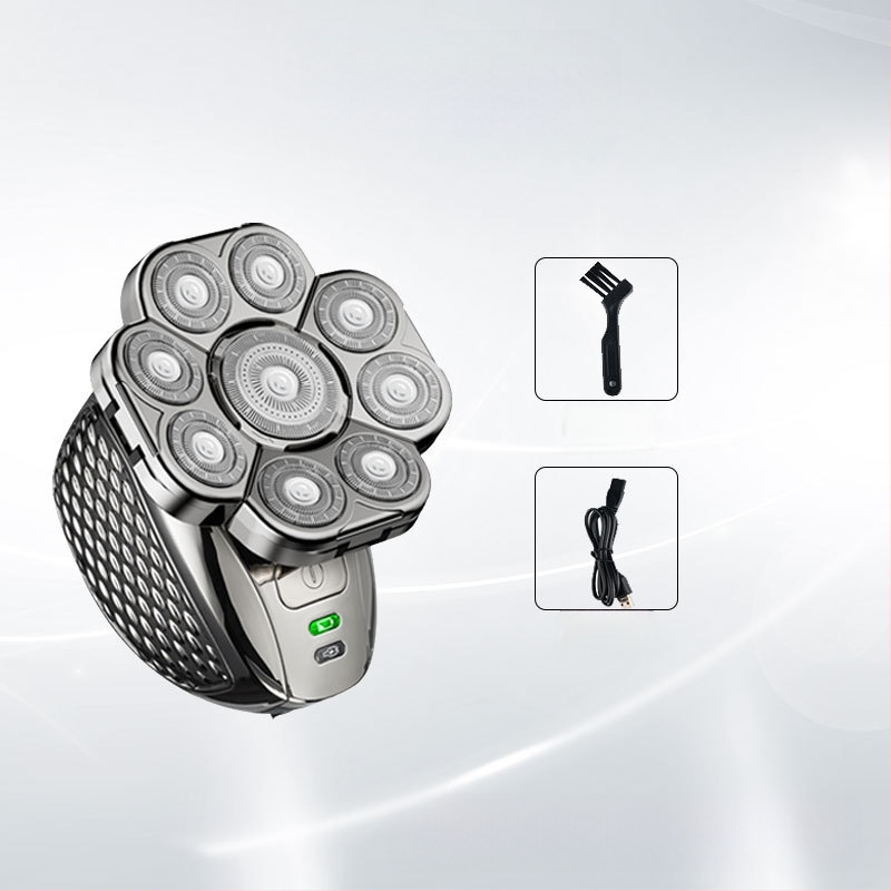 Električni brijač s rotirajućom glavom s više oštrica i plutajućom glavom, cijelo tijelo perivo, ugrađena baterija 500–800 mAh, maksimalna snaga 5W, trajanje >60 minuta