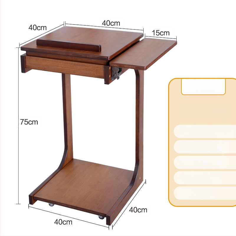 Κινητό πλευρικό τραπεζάκι σε σχήμα C από μπαμπού — Μοντέρνο και μινιμαλιστικό, με ξύλινο σκελετό, επάνω από συμπαγές ξύλο, κατάλληλο για σαλόνι ή υπνοδωμάτιο