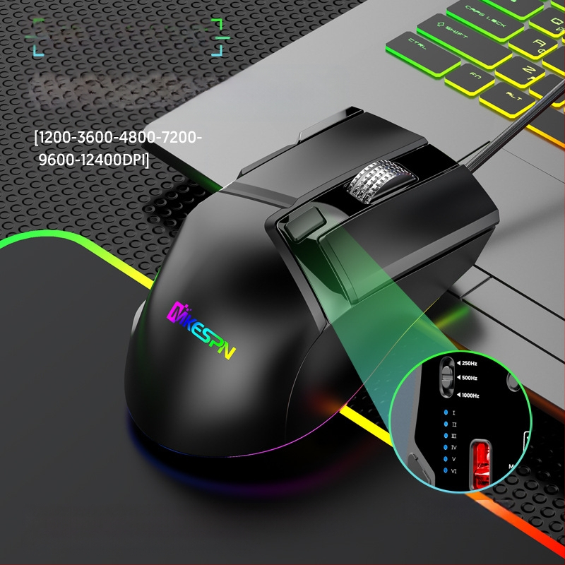 Кабелна гейминг мишка, DPI 12400, USB интерфейс, 10 бутона, 6-степенна регулируема резолюция