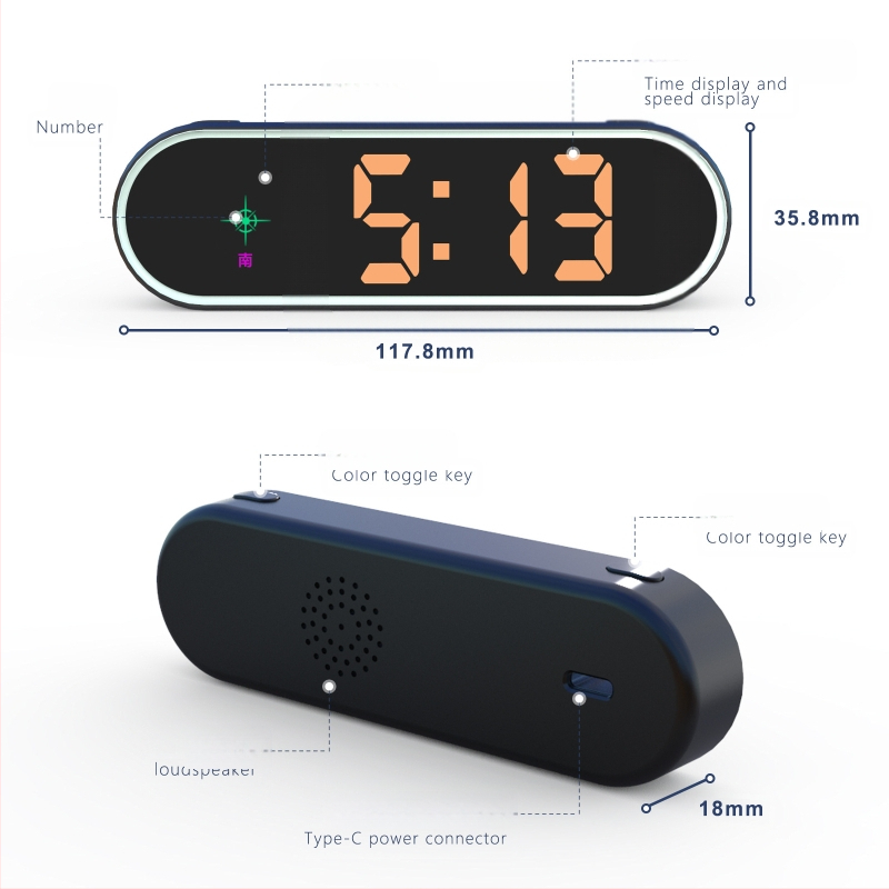 HUD автомобилен дисплей за предното стъкло с вход Beidou и GPS, USB захранване, модел K11, Тип 005, универсална съвместимост