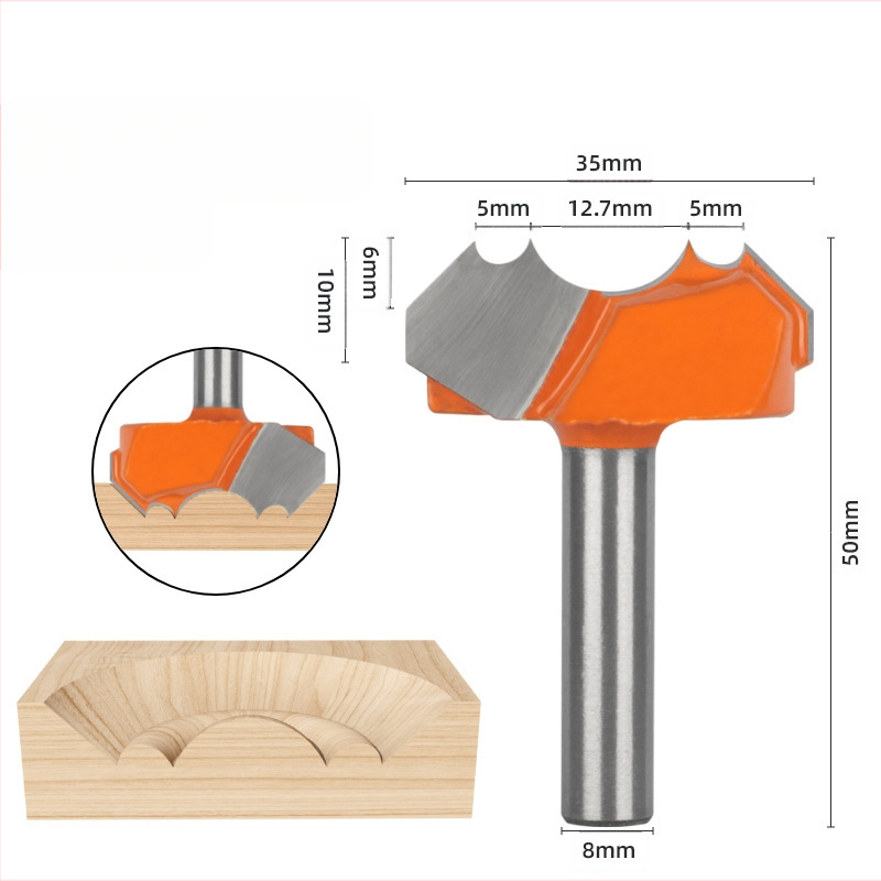 Διαμορφωτική φρέζα για ξύλο με σχέδιο διπλού τόξου Δράκος-Μαργαριτάρι και κεφαλή χάραξης με μοτίβο λουλουδιού; σκληρό κράμα, επικαλυμμένο