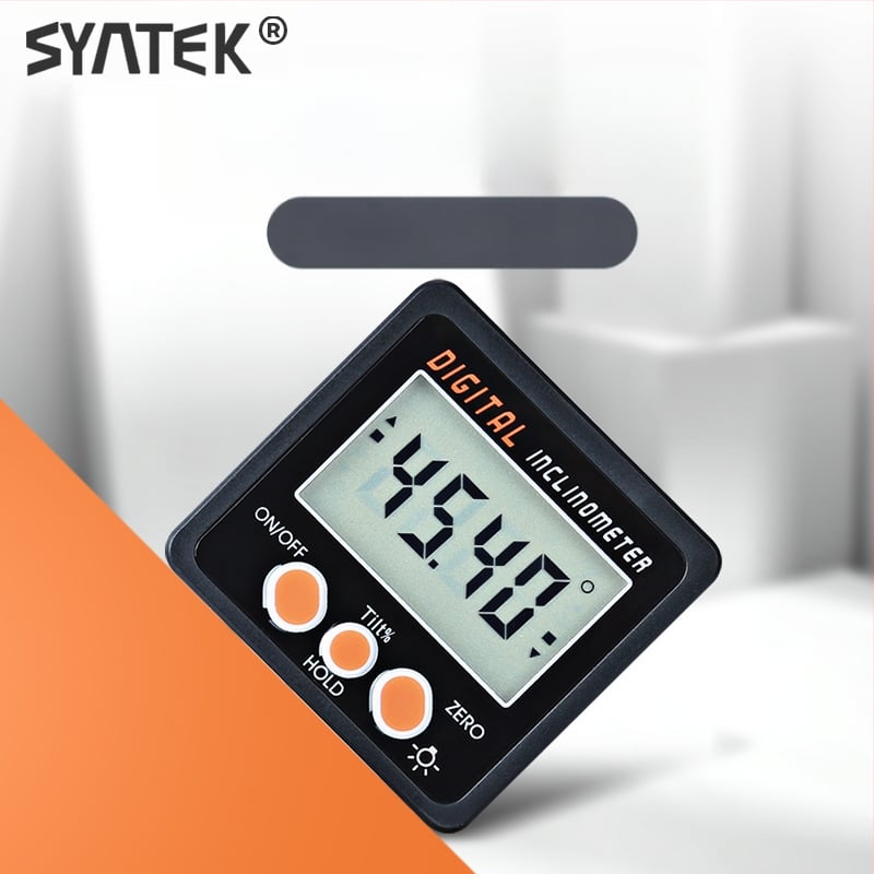 Мини електронен дигитален инклинометър с магнитна основа, диапазон 4×90°, висока точност