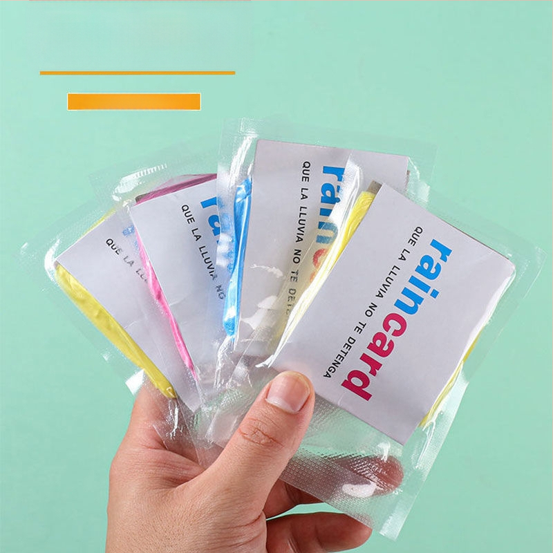 Μανδύας βροχής σε στυλ κάρτας, μιας χρήσης, για πεζοπορία, unisex ενήλικες, 3 mm ύφασμα, αδιάβροχο με κόλλα PE, συσκευασμένος σε σακούλα, δυνατότητα λογότυπου