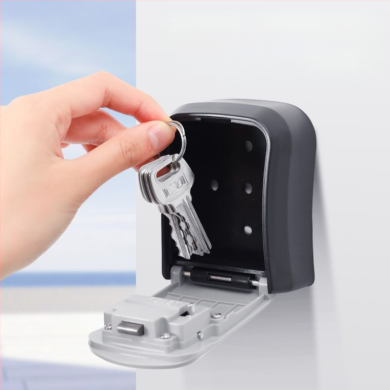 Cutie de chei cu parolă – anti-furt, montare pe perete, tip adeziv, fără găuri, pentru intrarea în casă cu vizor